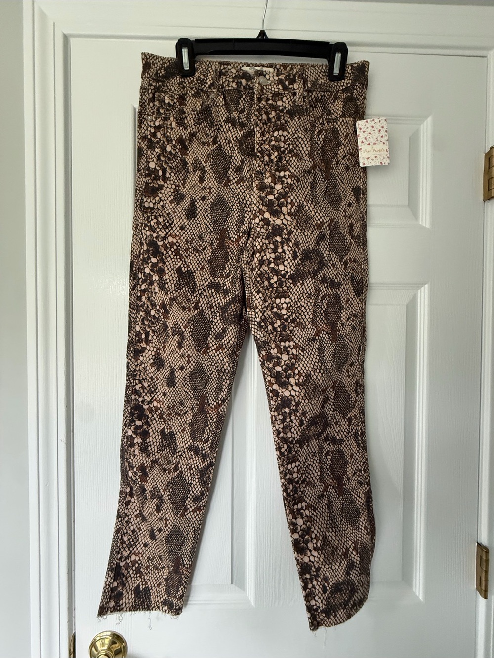 Free People Brown Snake Print 5-pocket Jeans - Size 31